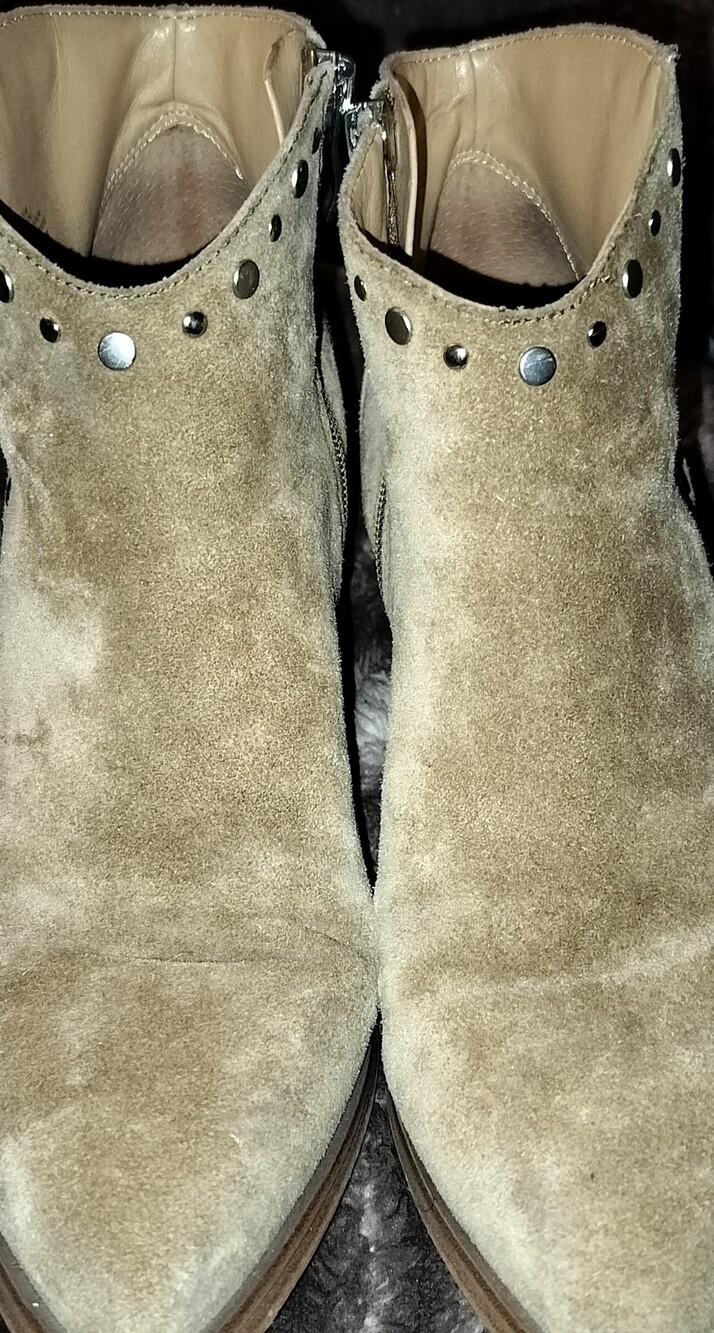 Marc Fisher Tan Suede Studded Heeled Booties